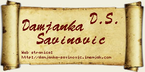 Damjanka Savinović vizit kartica